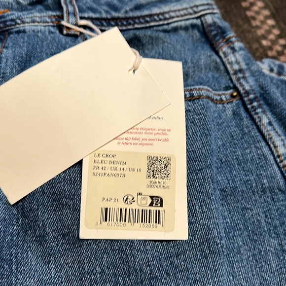 Sézane Le Crop Denim BNWT - Picture 7 of 7